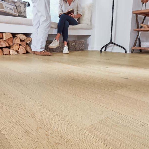 hardwood flooring installation near fireplace